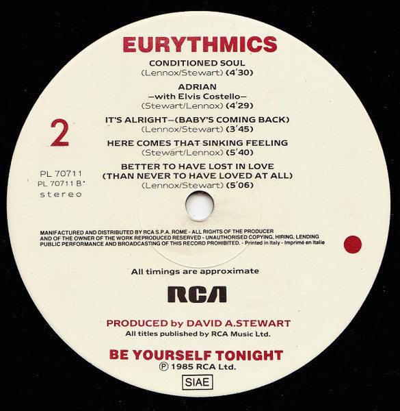 Eurythmics - Be Yourself Tonight