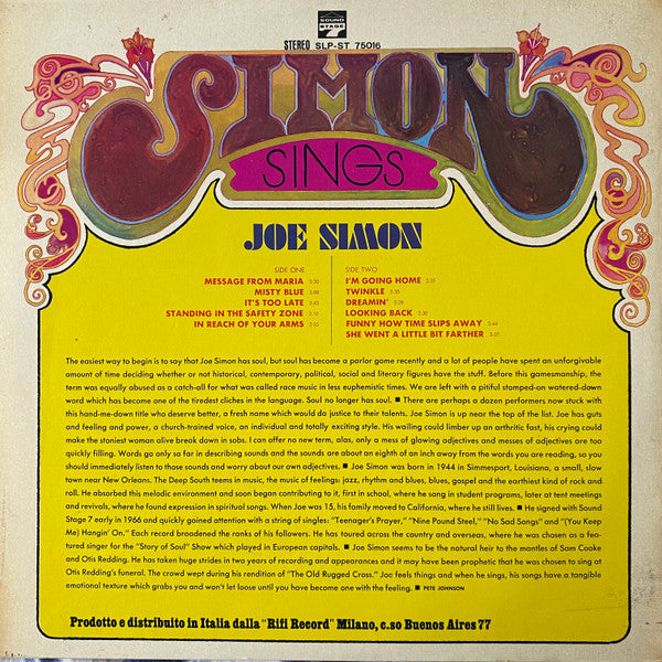 Joe Simon - Simon Sings