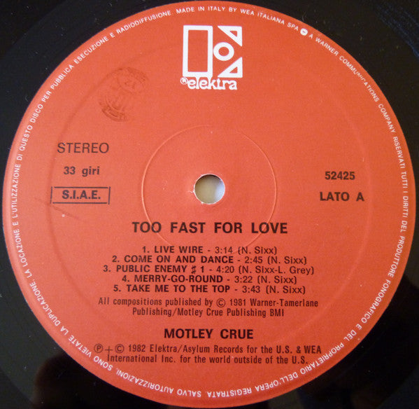Mötley Crüe - Too Fast For Love