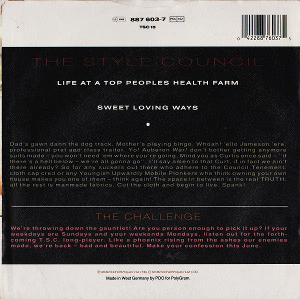 The Style Council - Life At A Top Peoples Health Farm (7")