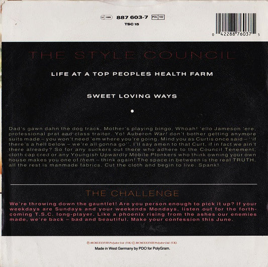 The Style Council - Life At A Top Peoples Health Farm (7")