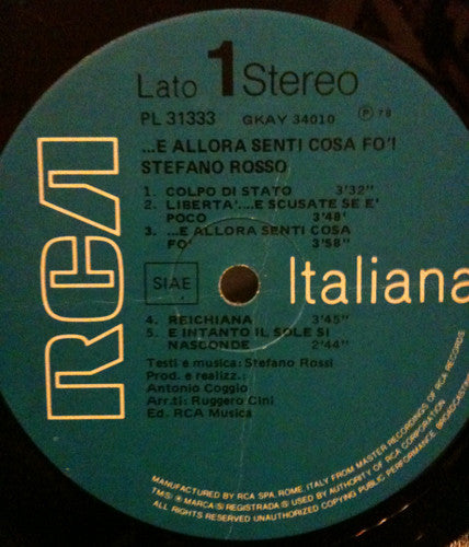 Stefano Rosso - ... E Allora Senti Cosa Fò