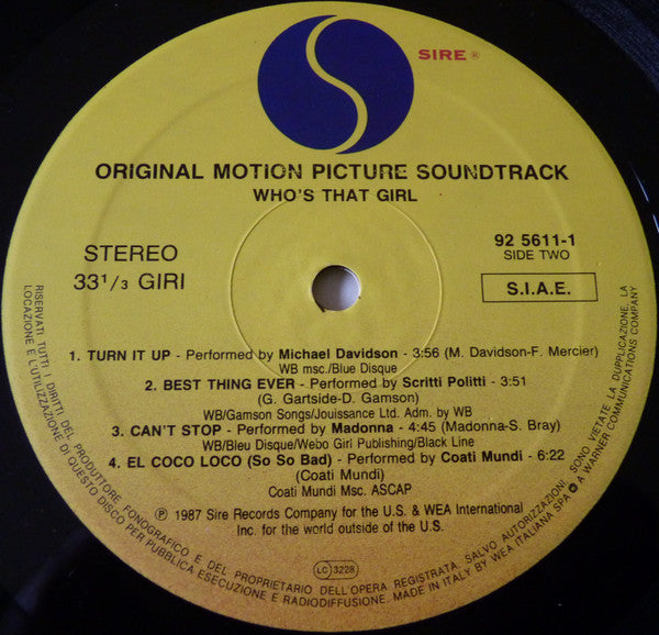 Madonna - Who's That Girl (Original Motion Picture Soundtrack)