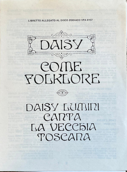Daisy Lumini - Daisy Come Folklore (Daisy Lumini Canta La Vecchia Toscana)