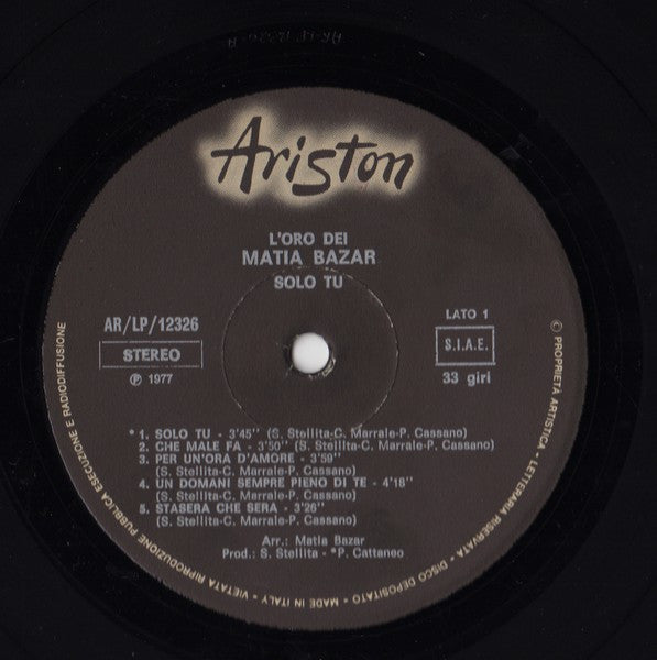 Matia Bazar - L'Oro Dei Matia Bazar - Solo Tu