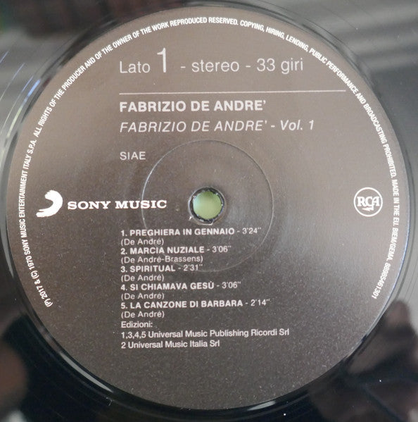 Fabrizio De André - Fabrizio De André Vol.1 (nuovo)