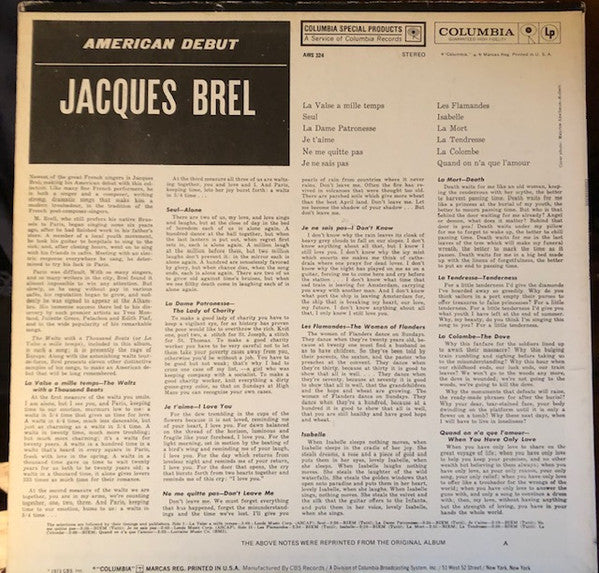 Jacques Brel - American Debut