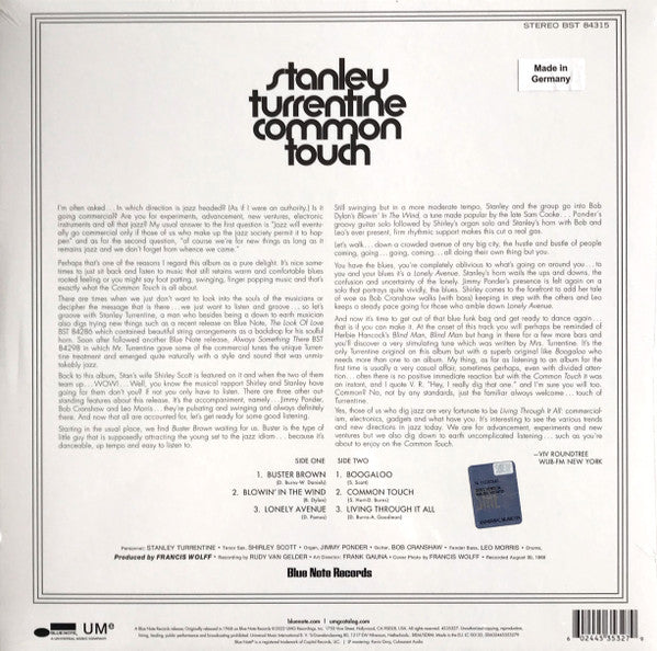 Stanley Turrentine Featuring Shirley Scott ‎– Common Touch (nuovo)