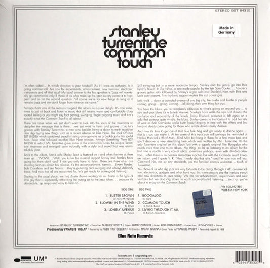 Stanley Turrentine Featuring Shirley Scott ‎– Common Touch (nuovo)