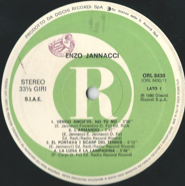 Enzo Jannacci - Nuove Registrazioni 1980