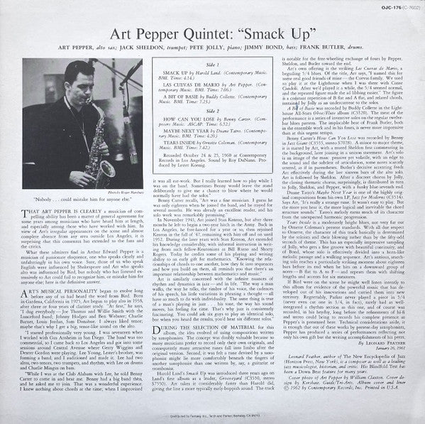 Art Pepper Quintet - Smack Up