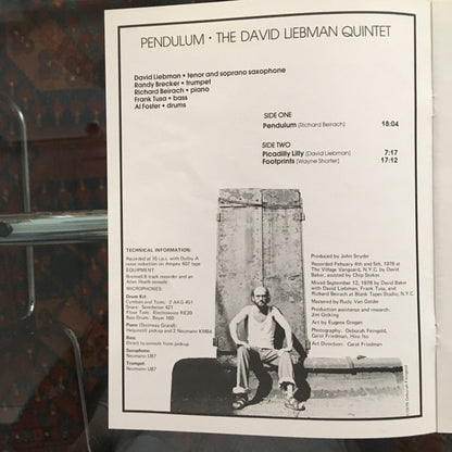 The David Liebman Quintet - Pendulum