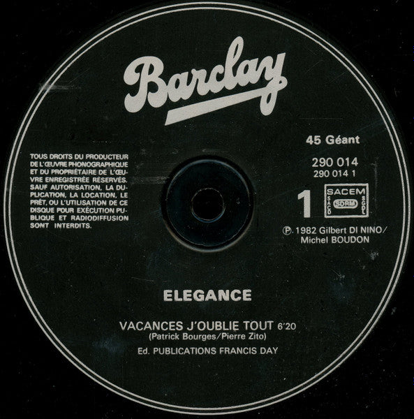 Elegance - Vacances J'oublie Tout