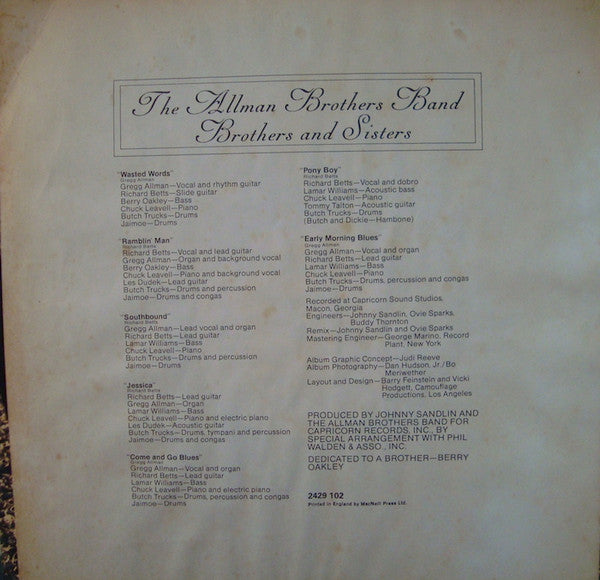 The Allman Brothers Band - Brothers And Sisters