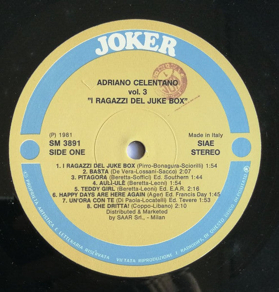 Adriano Celentano - Vol. 3 - I Ragazzi Del Juke Box