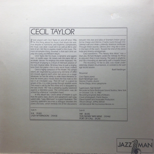 Cecil Taylor - The World Of Cecil Taylor