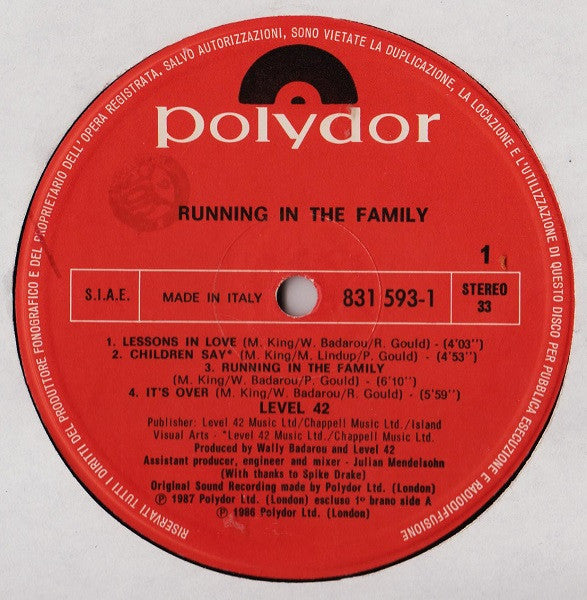 Level 42 - Running In The Family