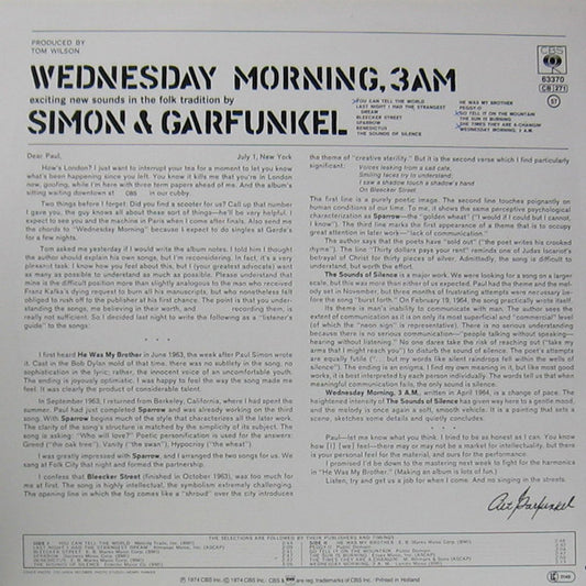 Simon & Garfunkel - Wednesday Morning, 3 A.M.