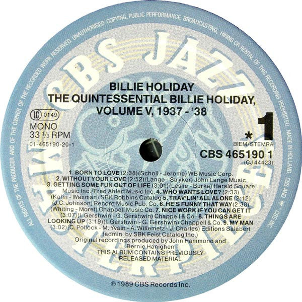 Billie Holiday - The Quintessential Billie Holiday Volume 5, 1937-1938