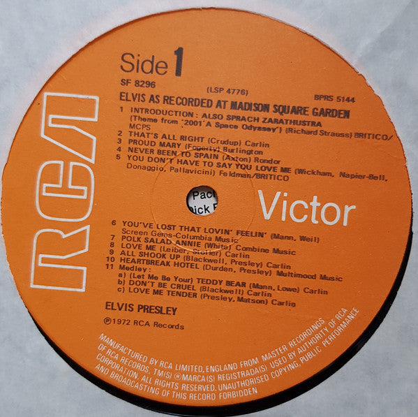 Elvis Presley - Elvis As Recorded At Madison Square Garden