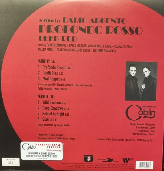 Claudio Simonetti's Goblin - Profondo Rosso = Deep Red (1975-2025) (picture disc) - (nuovo)
