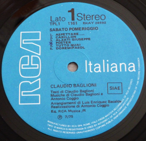 Claudio Baglioni - Sabato Pomeriggio