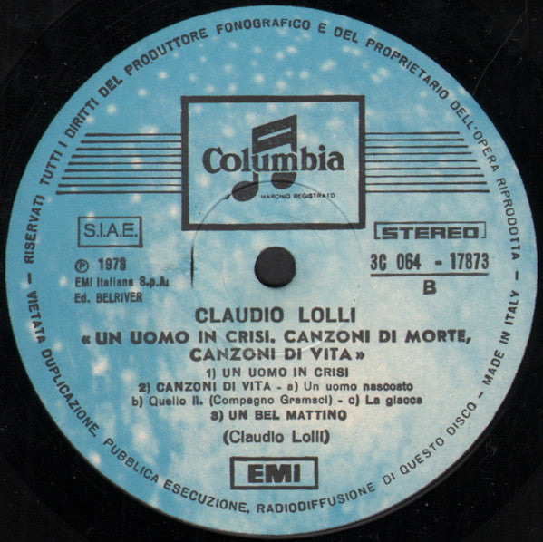 Claudio Lolli - Un Uomo In Crisi: Canzoni Di Morte. Canzoni Di Vita