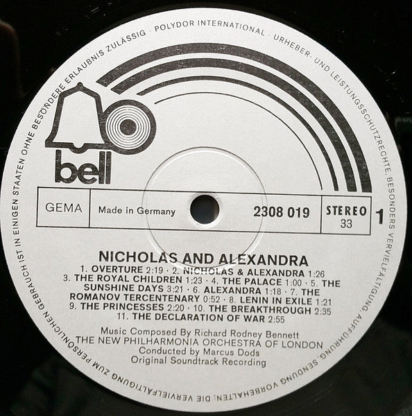 Richard Rodney Bennett / The New Philharmonia Orchestra Of London Conducted By Marcus Dods ‎– Nicholas And Alexandra (Original Sound Track)