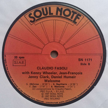Claudio Fasoli, Kenny Wheeler, J.-F. Jenny Clark, Daniel Humair ‎– Welcome