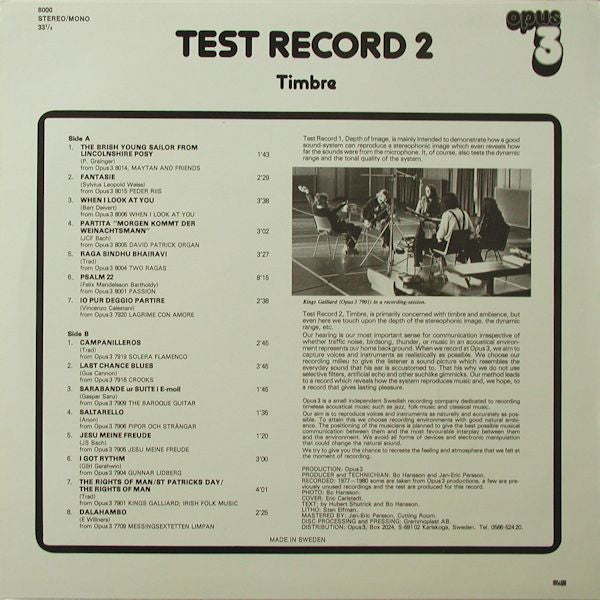 Various - Test Record 2 (Timbre)