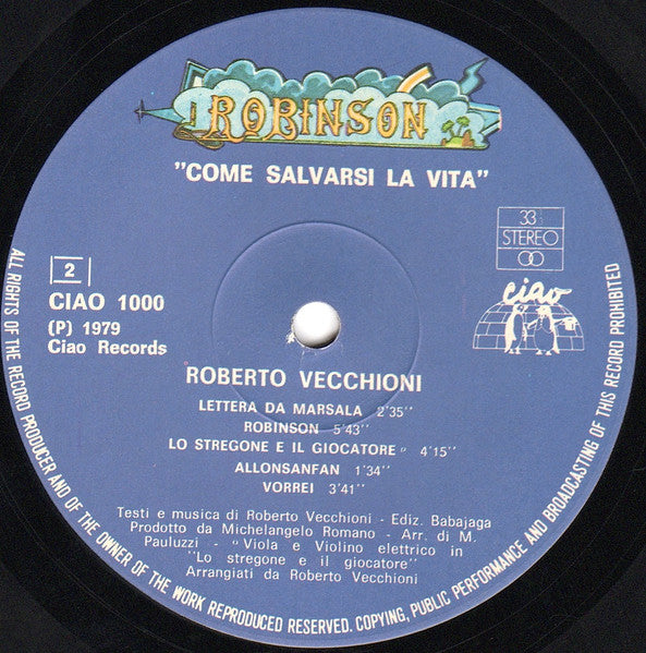 Roberto Vecchioni - Robinson, Come Salvarsi La Vita