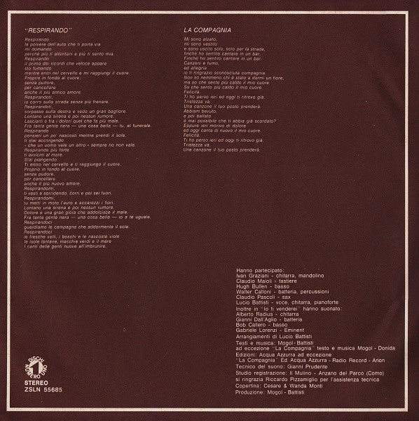 Lucio Battisti - Lucio Battisti, La Batteria, Il Contrabbasso, Eccetera