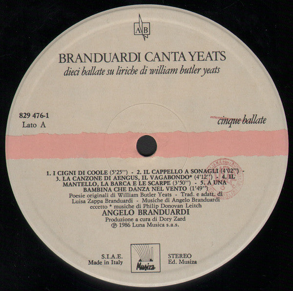 Angelo Branduardi - Branduardi Canta Yeats - Dieci Ballate Su Liriche Di William Butler Yeats