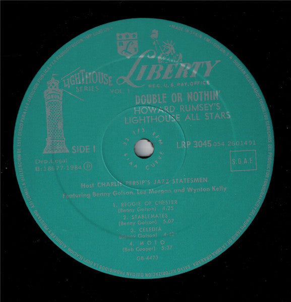 Howard Rumsey's Lighthouse All-Stars Host Charlie Persip's Jazz Statesmen With Lee Morgan, Benny Golson, Wynton Kelly ‎– Double Or Nothin'