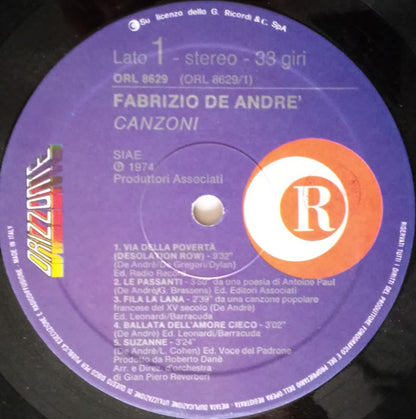 Fabrizio De André - Canzoni