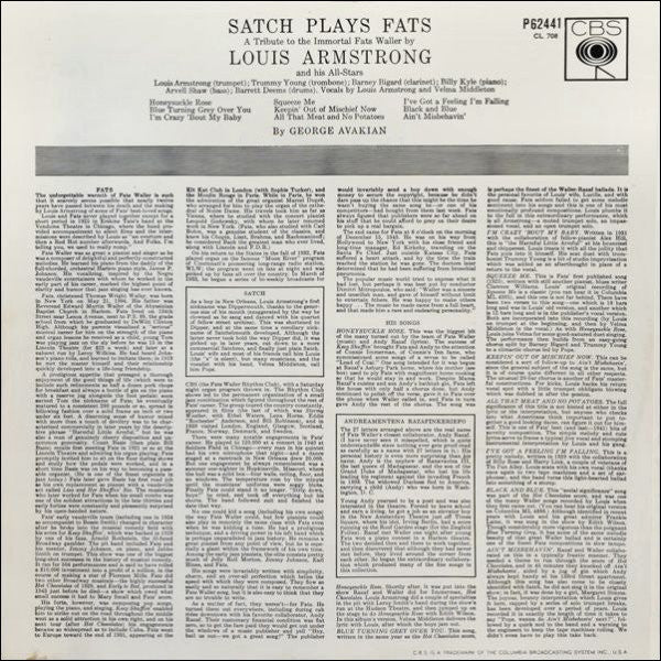 Louis Armstrong And His All-Stars - Satch Plays Fats: A Tribute To The Immortal Fats Waller By Louis Armstrong And His All-Stars