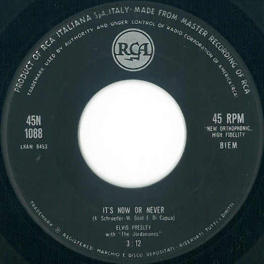Elvis Presley - It's Now Or Never (7")