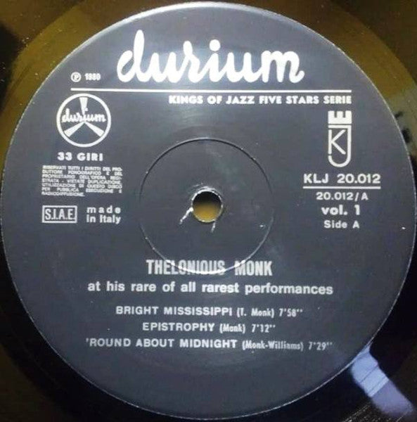 Thelonious Monk - Here Is Thelonious Monk At His Rare Of All Rarest Performances Vol. 1