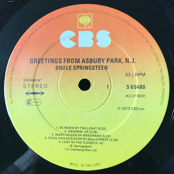 Bruce Springsteen - Greetings From Asbury Park N.J.