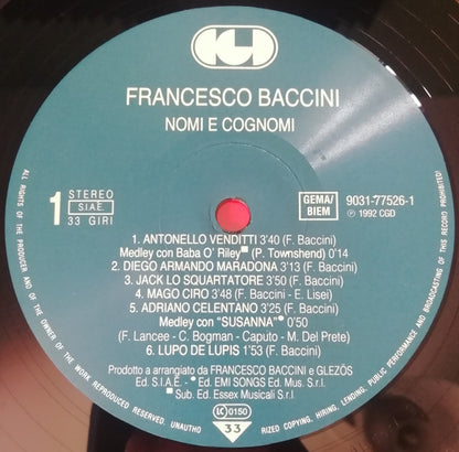 Francesco Baccini - Nomi E Cognomi
