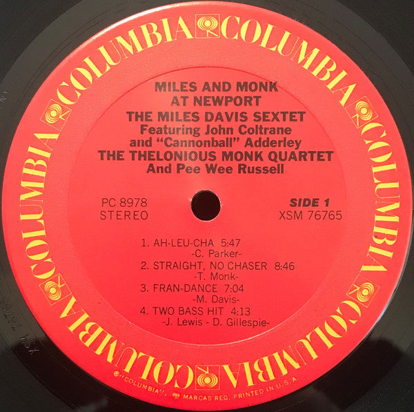 The Miles Davis Sextet Featuring John Coltrane And "Cannonball" Adderley / The Thelonious Monk Quartet And Pee Wee Russell ‎– Miles & Monk At Newport
