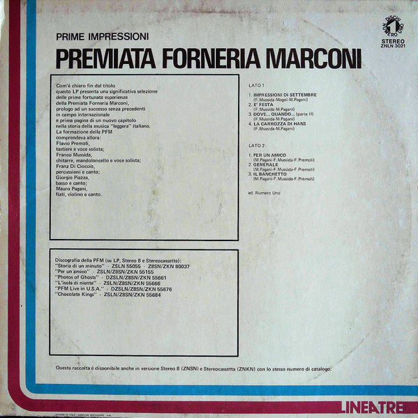 Premiata Forneria Marconi - Prime Impressioni