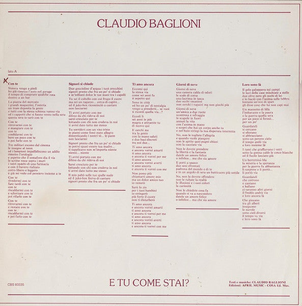 Claudio Baglioni - E Tu Come Stai?