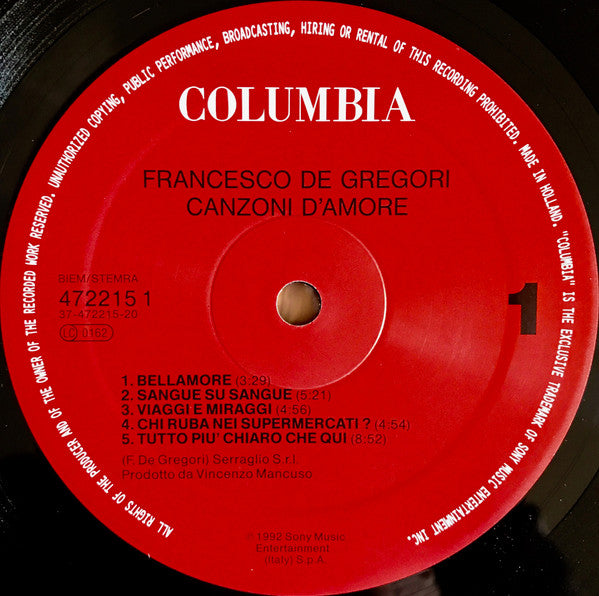 Francesco De Gregori - Canzoni D'Amore
