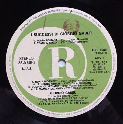 Giorgio Gaber - I Successi Di Giorgio Gaber