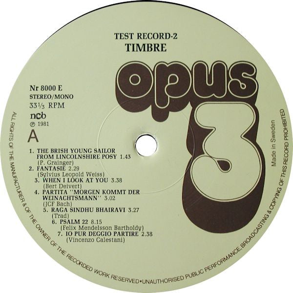 Various - Test Record 2 (Timbre)