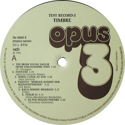 Various - Test Record 2 (Timbre)