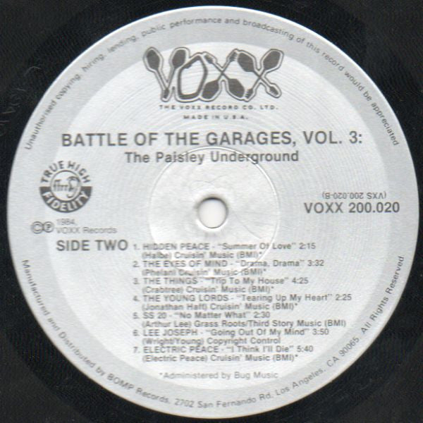 Various - Battle Of The Garages, Vol. 3: The Paisley Underground