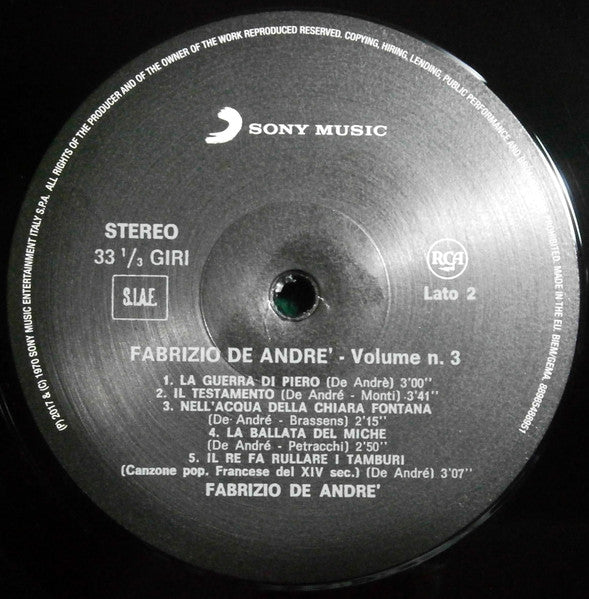 Fabrizio De André - Volume N. 3 (nuovo)