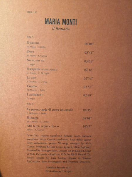 Maria Monti - Il Bestiario (nuovo)
